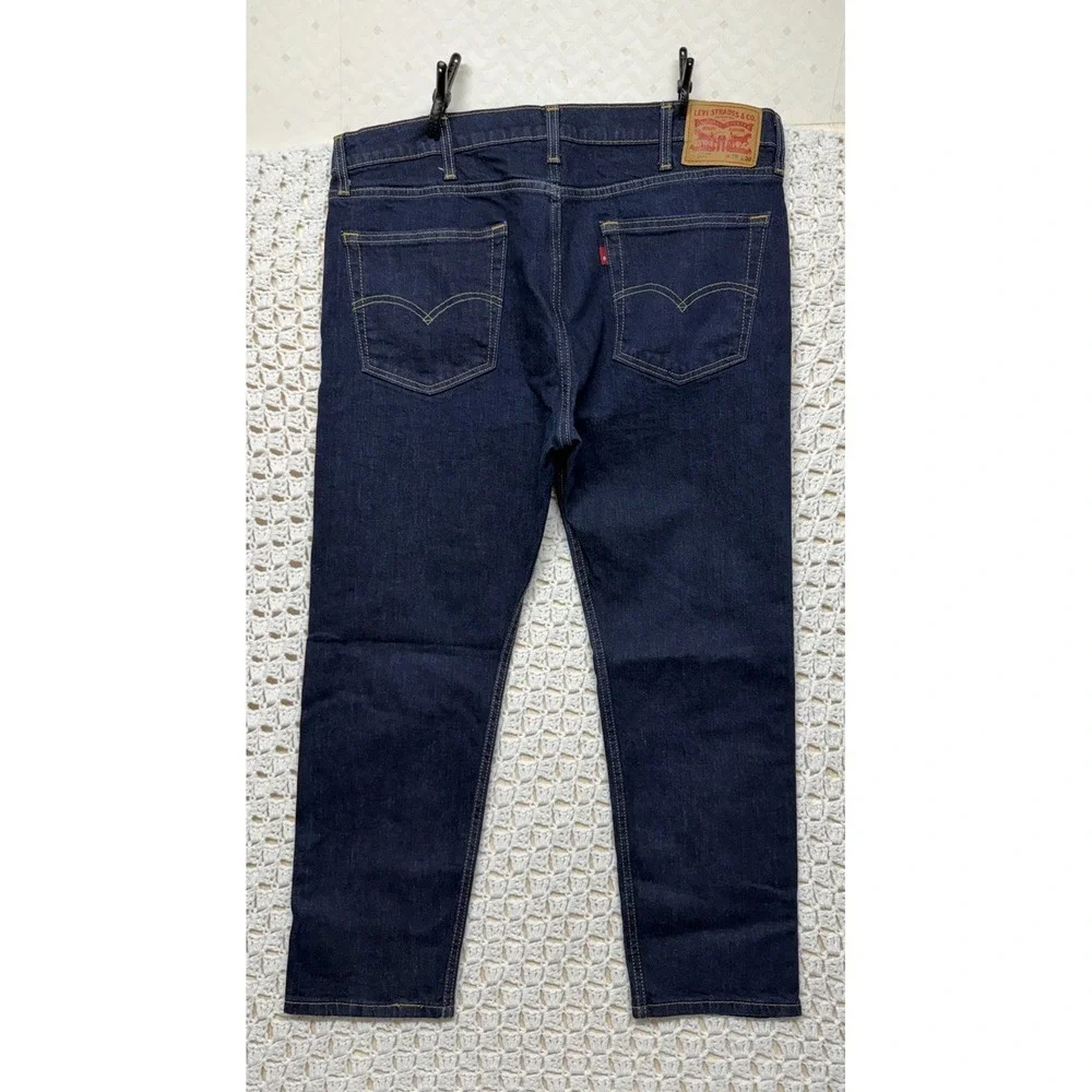 Levis 502 Jeans Mens Tag 38x30 Fits 38x27 Dark Blue Denim Tapered 98%cotton
